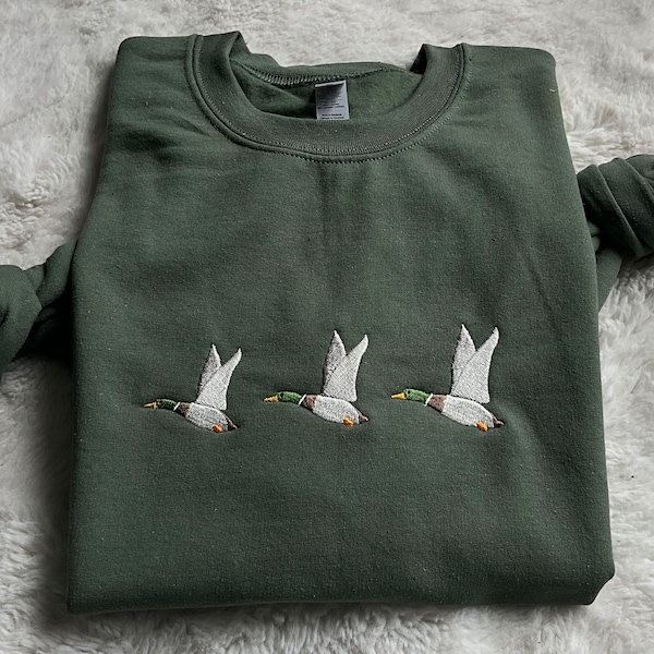 Embroidered Duck Sweatshirt, Animal Lover Sweatshirt, Embroidery Hoodie Crewneck, Embroidered Gift, Christmas Sweater, Duck Sweatshirt
