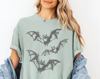 Three Bats Comfort Colors® T-Shirt, Halloween Bat T-Shirt, Halloween Gift, Animal Lover Shirt, Animal Lover Gift