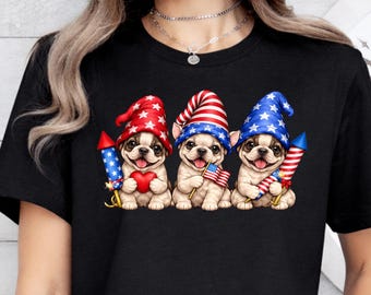 Patriotic French Bulldog T-Shirt, Gift For Dog Lover,  4th of July United States of America Shirt, Dog Owner Gift, Puppy Apparel