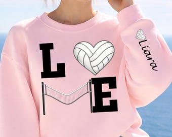 Custom Name Volleyball Sweatshirt, Gift for Volleyball Lover, Volleyball Season Sweater, Volleyball Love Hoodie, Game Day Sweater