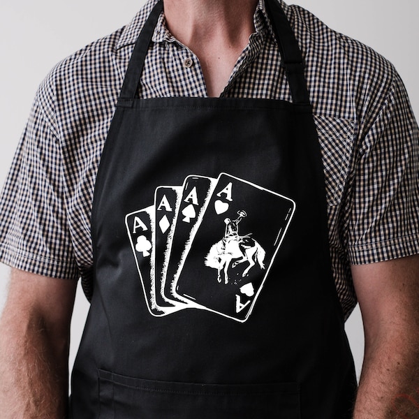 Ace Card Apron, Gift For Dad, Gift For Mother, Fathers Day Gift, Apron Gift, Western Apron, Cowboy Apron, RM-70