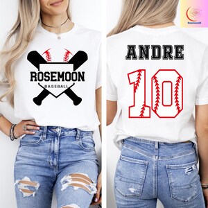 Custom Baseball Shirts Baseball Team and Number Tshirt Game Day Outfit Family Matching Shirt Baseball Lover Tee