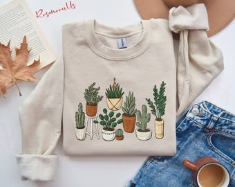 Cactus Sweatshirt Plant Hoodie Cactus Sweater Trendy Hoodie Boho Plant Shirt Plant Lover Shirt Cactus Gift