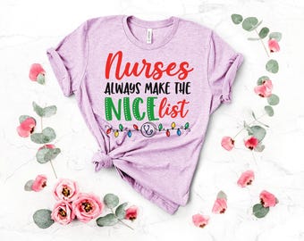 Christmas nurse nice list shirt, Nurse Squad Shirt, Nurse Elf Shirt, Nurse Holiday Shirt, Personalized Nurse Christmas Shirt, Christmas
