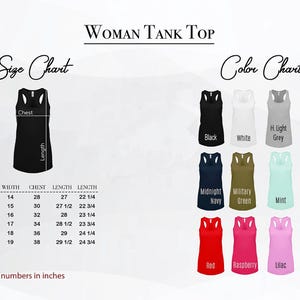 women tank top size chart