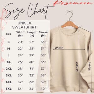 the size chart for a sweatshirt with measurements