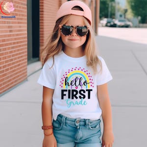 Hello First Grade Back to School Shirt Teacher Team Tee First Day of School Outfit Elementary School Gift Tee