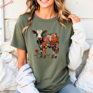 Floral Cow Shirt, Cow Lover Gift, Farm Animal Shirt, Cow Shirts for Women, Cow Tee, Cow Gift For Women