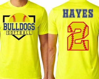 Custom Softball Team Shirt, Name and Number Softball Tee,  Softball Lover Gift, Funny Sport Shirt, 100% Polyester Shirt