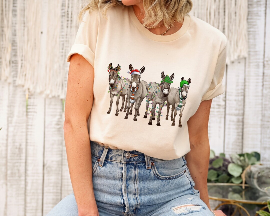 Christmas Donkey Shirt, Farm Christmas Donkey Shirt, Christmas Lights Shirt, Donkey Lover Gift