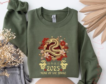 Chinese New Year Snake Sweatshirt, 2025 Lunar New Year Sweater and Hoodie, Year Of The Snake