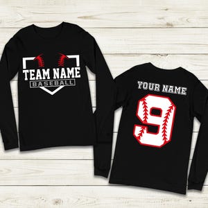 Custom Baseball Long Sleeve, Baseball Numbers Long Sleeve, Personalized Baseball Tees, Baseball Spirit wear, Baseball shirts, Baseball Team