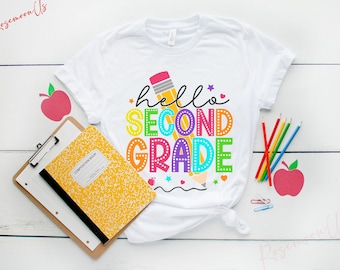 Hello Second Grade Shirt, Second Grade Teacher, 2nd Grade Tee, First Day of School Shirt, Back to School Shirt