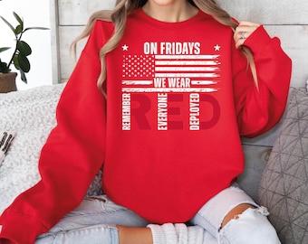 Sudadera "Remember Everyone Deployed" de Red Friday, suéter y sudadera con capucha de Red Friday, sudadera con bandera estadounidense de veteranos de EE. UU.