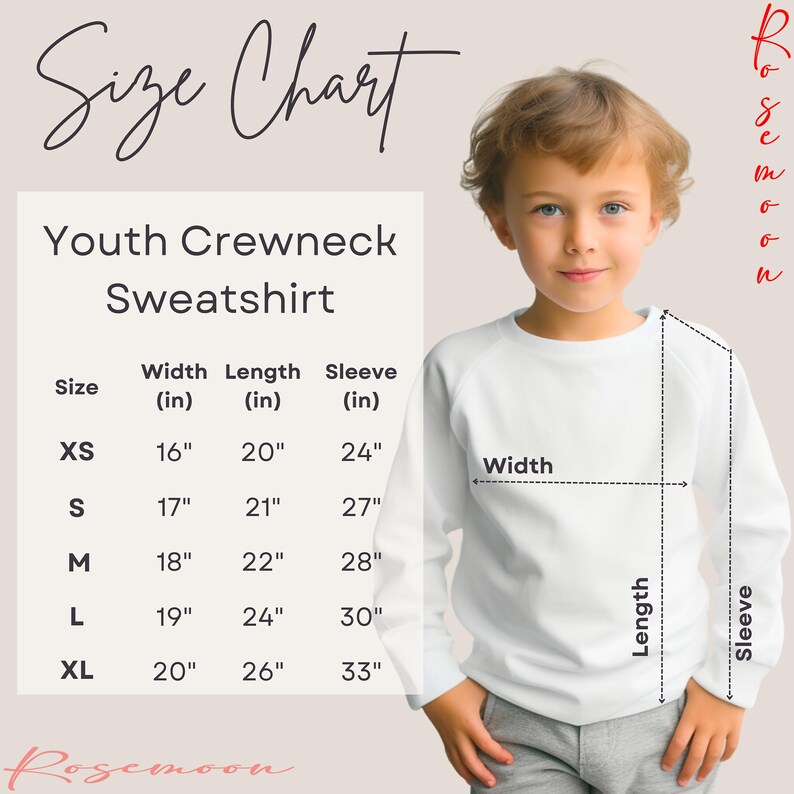 a young boy wearing a white shirt with measurements