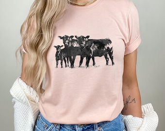 Cow T Shirt, Cow Lover Shirt, Farming Shirt, Farm Girl Shirt, Cow Lover Gift, Cow Farm Shirt,  Farmer Cow Animal Lover Shirt, Animal Shirt