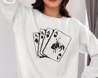 Ace Card Cowboy Hoodie, Cowboy Western Sweatshirt, Playing Card Sweatshirt, Card Hoodie, Poker Card Sweatshirt, Country Sweatshirt