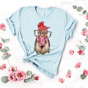 Chicken Shirt , Chicken Bandana Tee , Chicken Bandana Tshirt , Graphic Tee , Gift for Her ,Chicken Bow Tee , Bella Canvas Tee