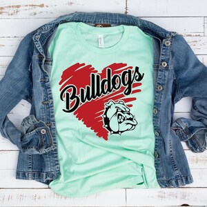 Camiseta de fútbol personalizada, camiseta escolar de los Bulldogs, camiseta de fútbol de los Eagles, camiseta de espíritu de equipo, camiseta del equipo de los Bulldogs, camiseta de fan de los Bulldogs imagen 2