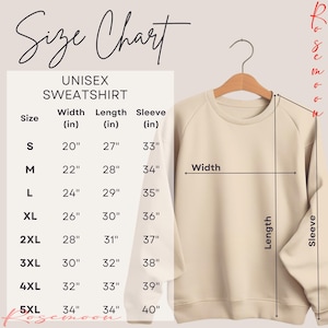 the size chart for a sweatshirt with measurements