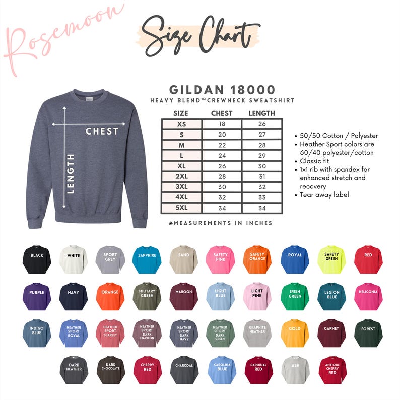 a long sleeved shirt with the measurements for a crew neck