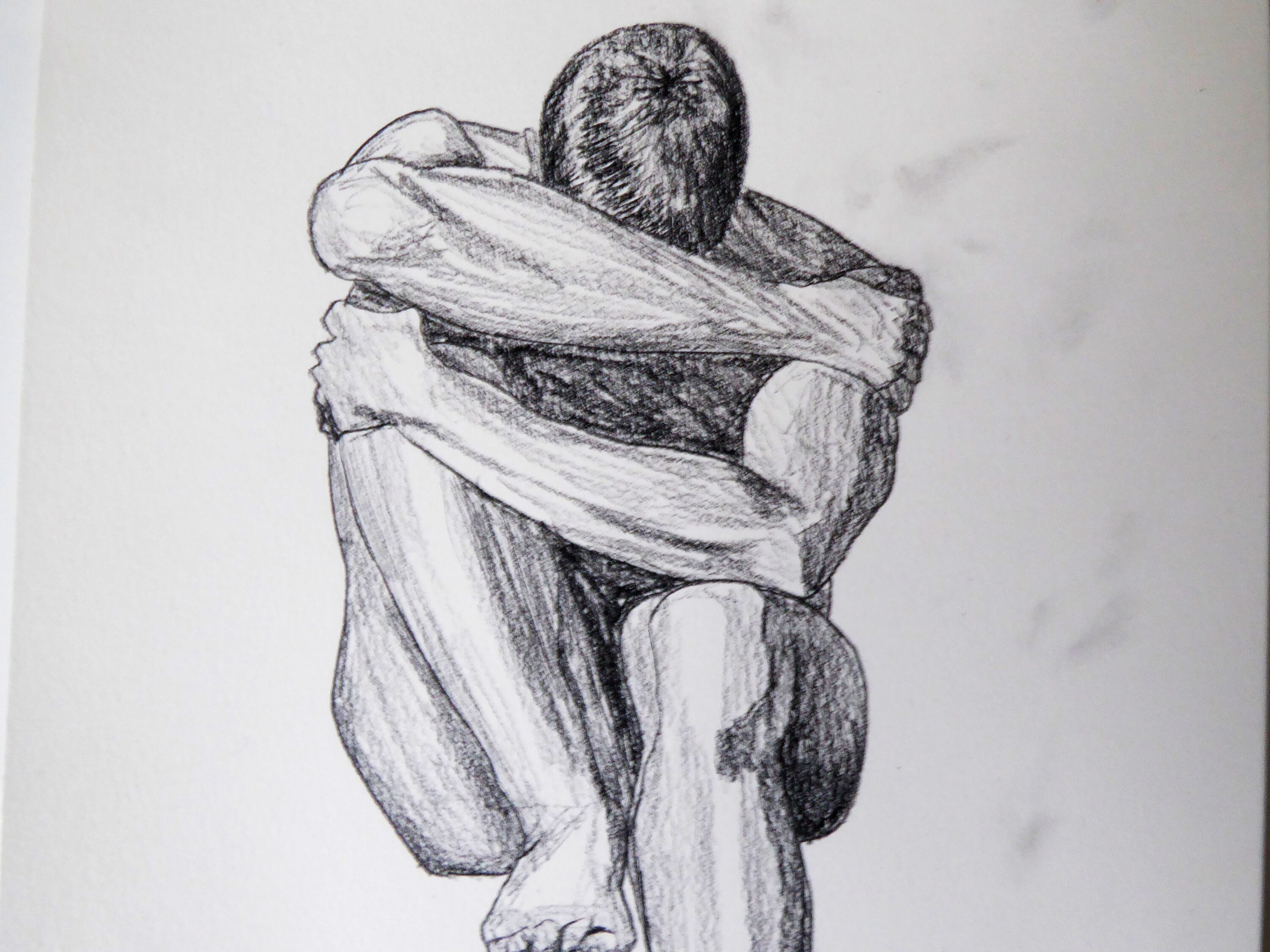 A4 Dibujo de la vida Dibujo de conte Desnudo masculino Etsy