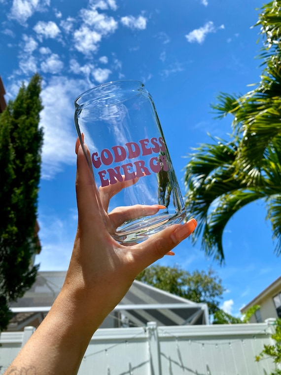 Goddess energy beer can glass | Coffee, Soda, Aesthetic Glass cup | queen | vibes | energy | libbey