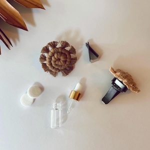 Macrame Spiral Essential Oil Diffuser - Boho Handmade Car Vent Clip, Car Decor