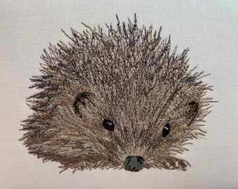 Hedgehog Framed Embroidered Textile Art Handmade in the Yorkshire Dales by Kerry Pilkington