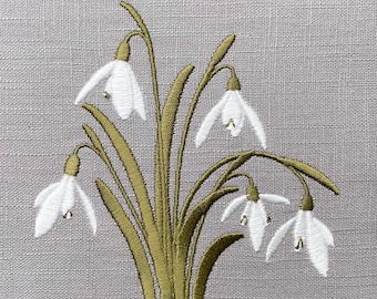Snowdrop Framed Embroidered Textile Art Handmade in the Yorkshire Dales by Kerry Pilkington