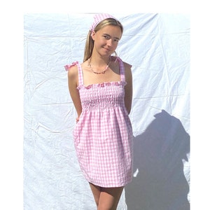 Ariadne Gingham Smocked Shirred Cottagecore Summer Dress