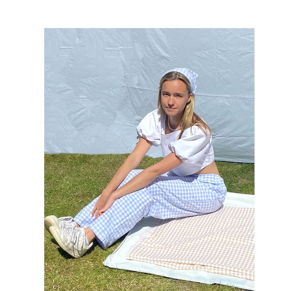 Bronte Gingham Elastic Waist Handmade Made to Order Trousers Multiple Colour Options