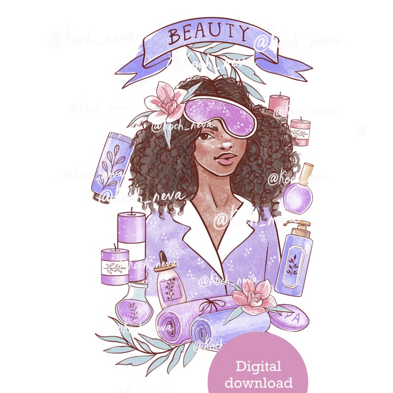 African American Spa Girls Clipart Party elements Bundle | Etsy