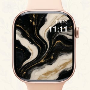 Sfondo Apple Watch in marmo nero e oro - Quadrante di lusso