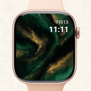 Sfondo Apple Watch in marmo verde oro – Quadrante di lusso