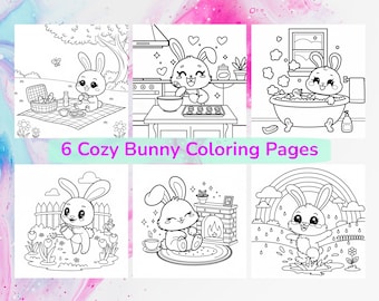 Kawaii Kaninchen Malvorlagen: Gemütliche Kinder & Erwachsene Aktivität (PDF)