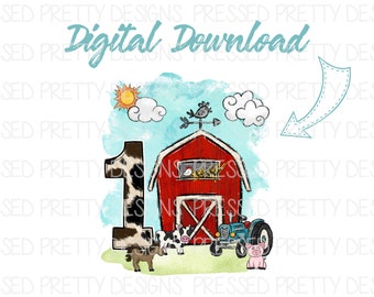 Farm 1st Birthday PNG, Kids Farm Birthday Printable Design, Farm Animal Bday, Digital Download, Sublimation Designs, dtg, Sublimation PNG,