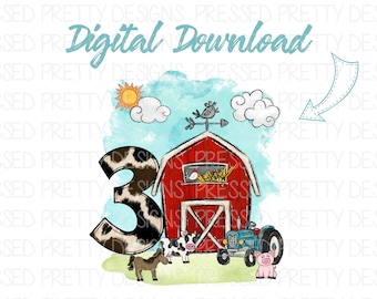 Farm 3rd Birthday PNG, Kids Third Farm Birthday Printable Design, Farm Animal Bday, Digital Download, Sublimation Designs, Sublimation PNG,
