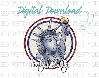 Fourth of July PNG, Lady Liberty Sublimation Design, Statue of Liberty Clipart, 4th of July PNG, Patriotic PNG, Printable, Digital Download