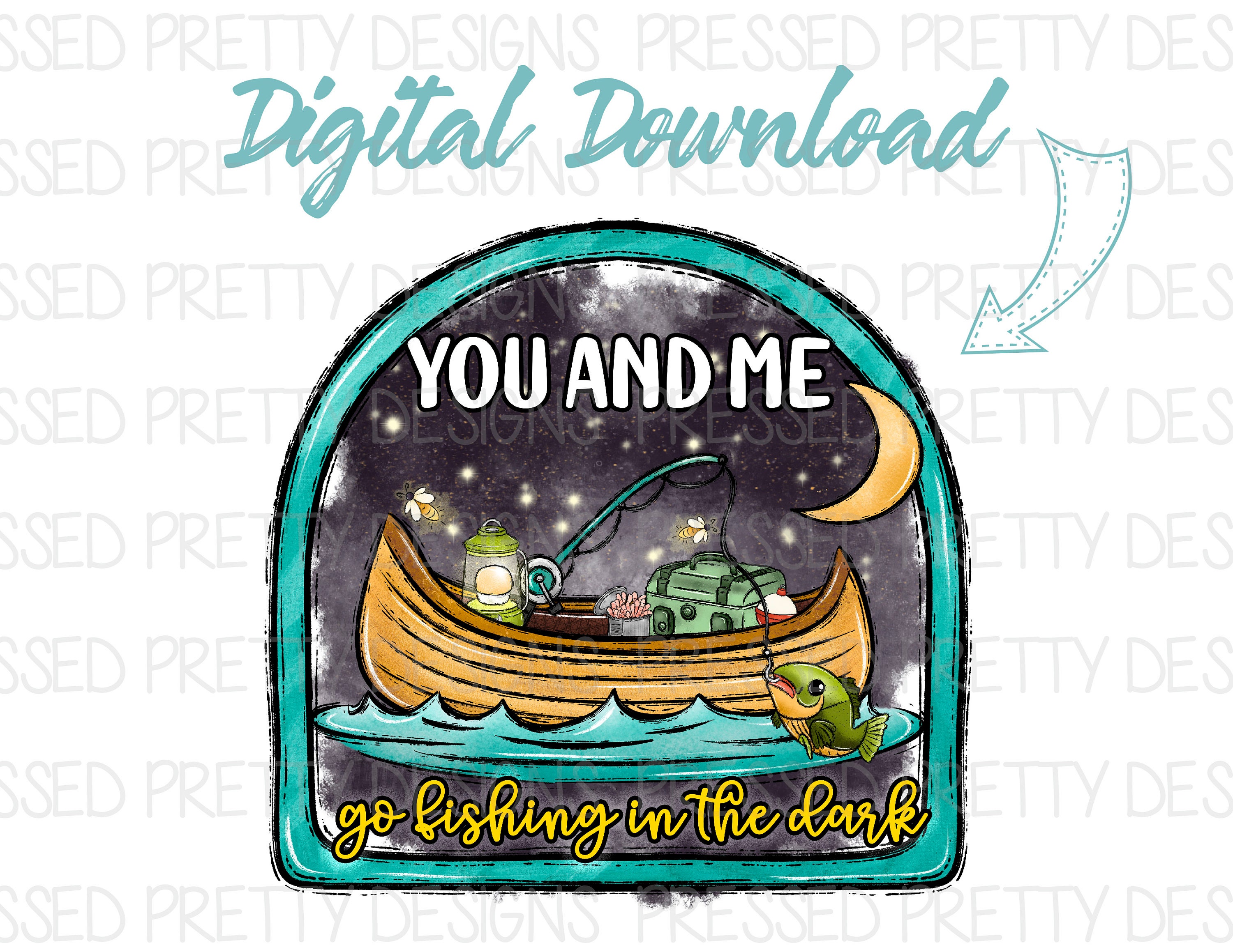You and Me Go Fishing in the Dark PNG, Fishing Design, Adventure