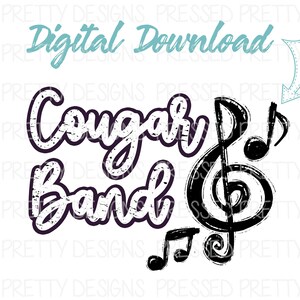 Band Sublimation Design, Team Spirit Band PNG, Cougar Band Design, Game Day design, Band Printable, Digital Download, Cougar Team Mascot