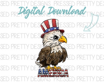 America Eagle PNG, Fourth of July Sublimation Design, Eagle Clipart, 4th of July PNG, Patriotic PNG, Printable, Digital Download
