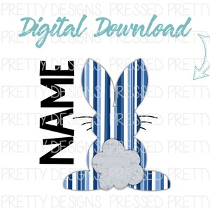 Easter Bunny PNG, Easter Sublimation PNG, Boys Bunny Design, Kids Easter image, Digital Download, Easter Stripe PNG, Blue Bunny