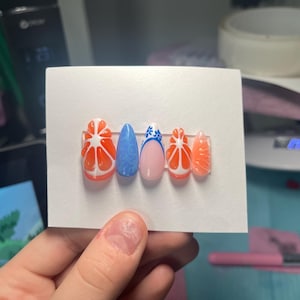 Orange Fruit Nails | 3d nail art | aura nails | summer nails | fruit nails | orange nails