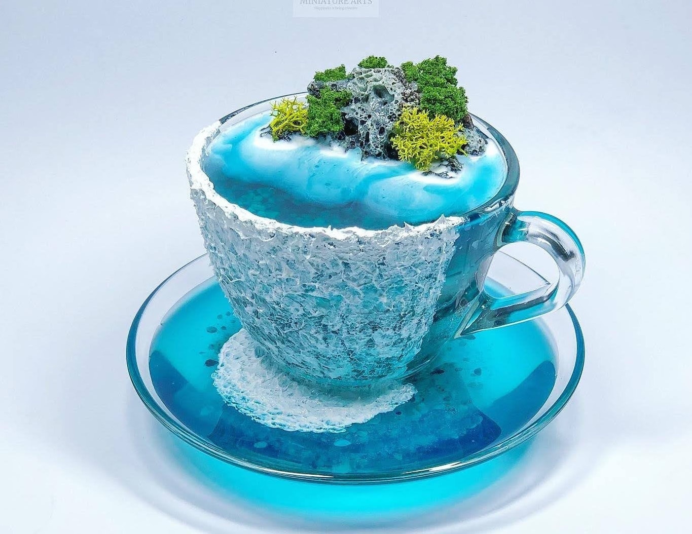 Plage Miniature Dans Une Tasse de Thé en Verre/ Terrarium Plage/Terrarium Décor Plage/ Art Plage Rés