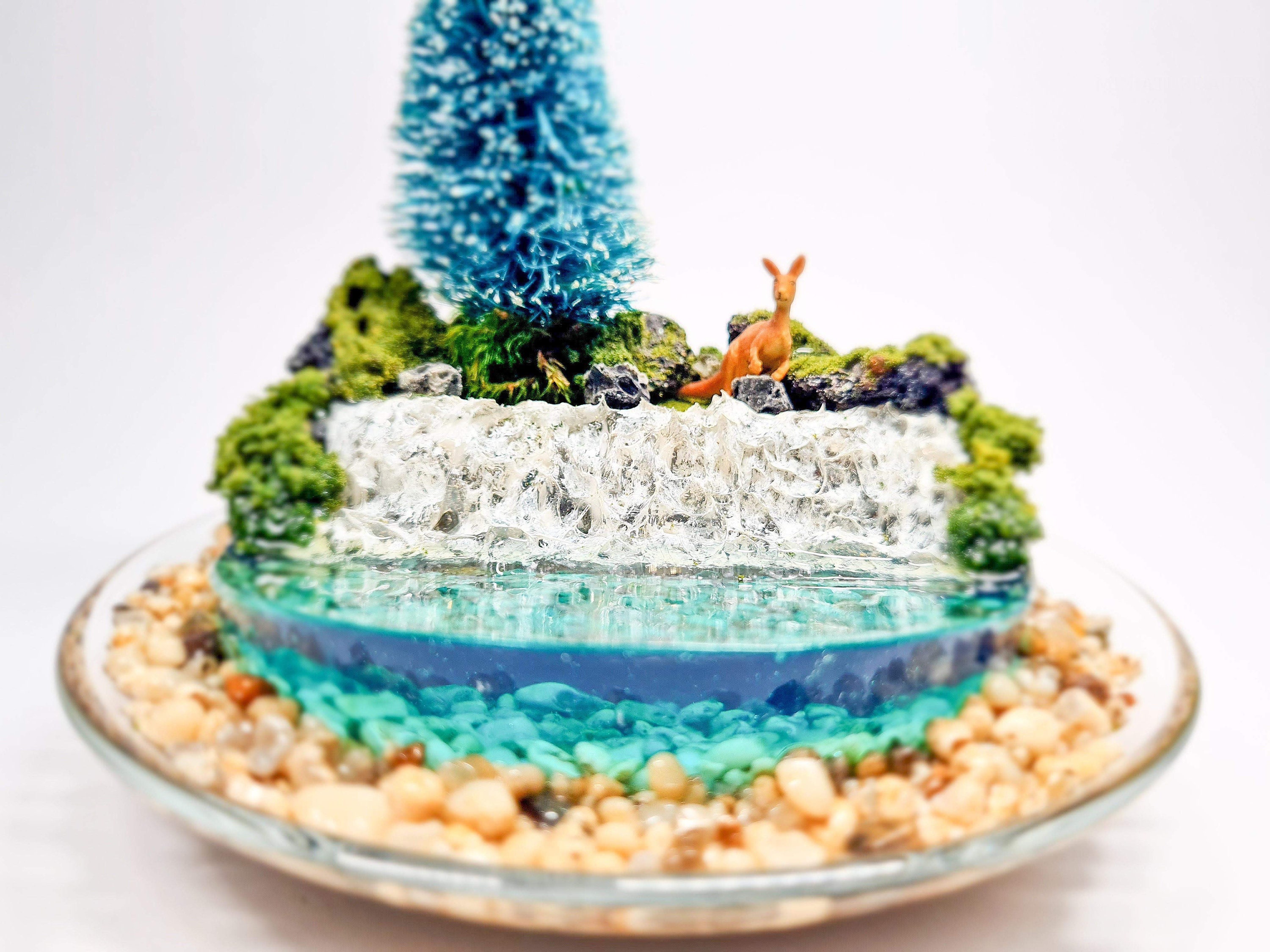 MiniaturTeich mit einer Glasschale MiniaturWasserfall Etsy.de