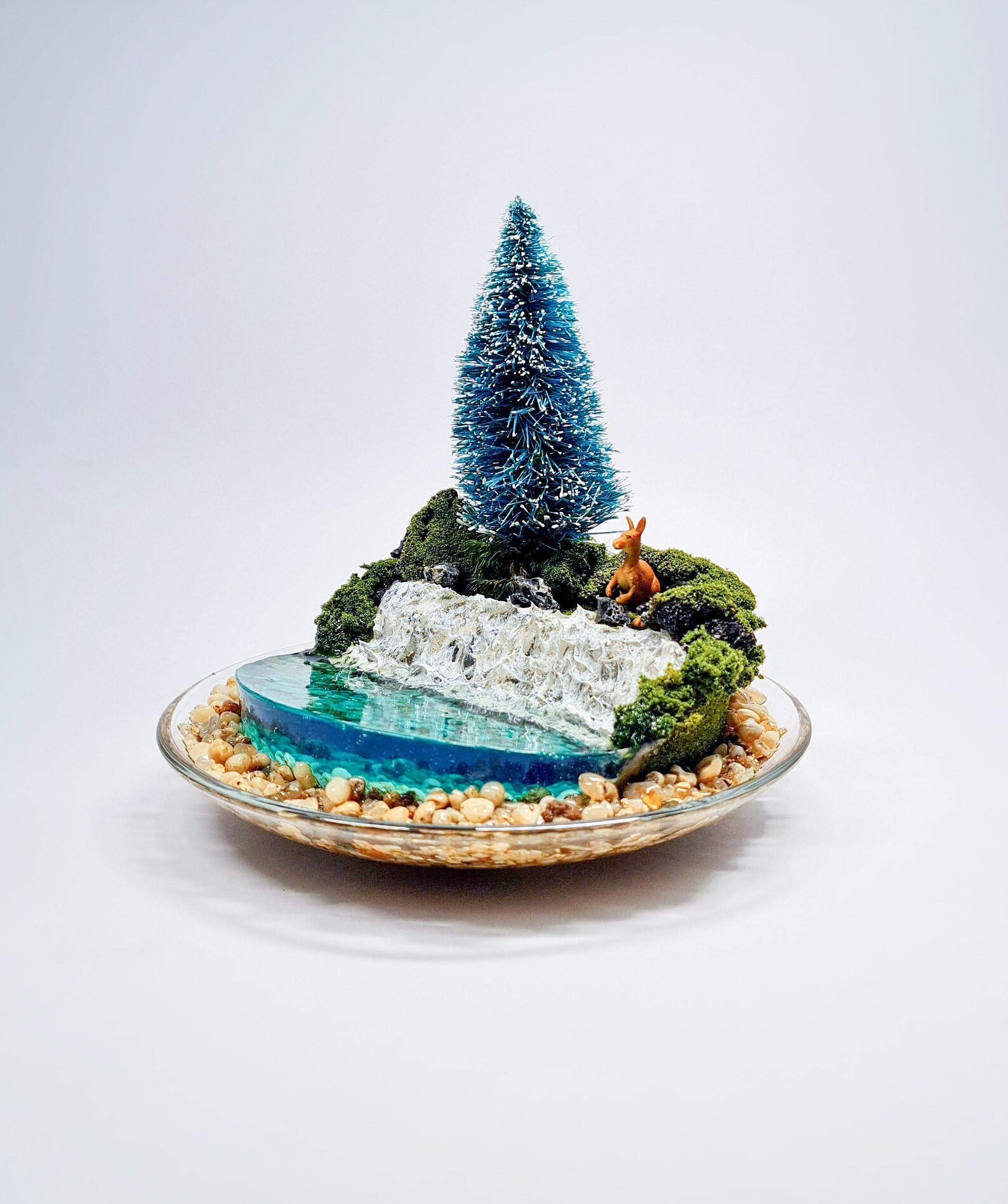 MiniaturTeich mit einer Glasschale MiniaturWasserfall Etsy.de
