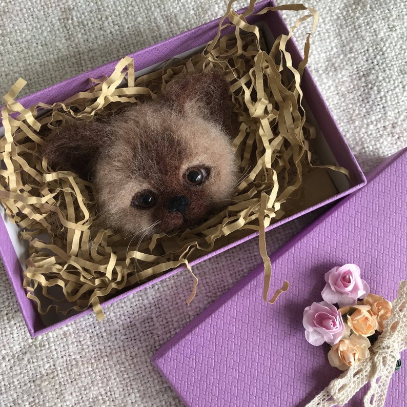 Little Kitten Wool Brooch Felt Pin Brooch Cat Pin Brooch Wool Brooch Wool Jewelry Needle Felting Animal Brooch Gift For Her