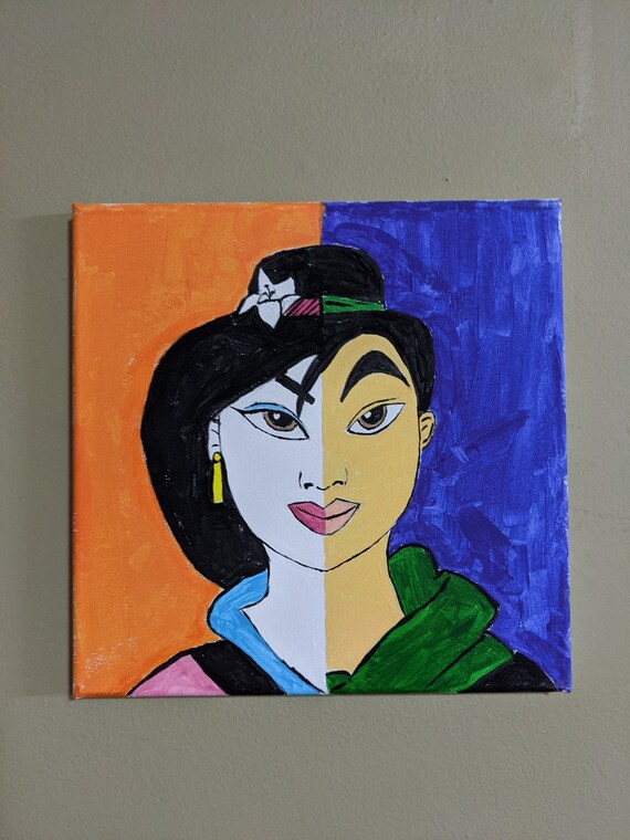 Disney Mulan Reflection Acrylic Canvas Painting Etsy