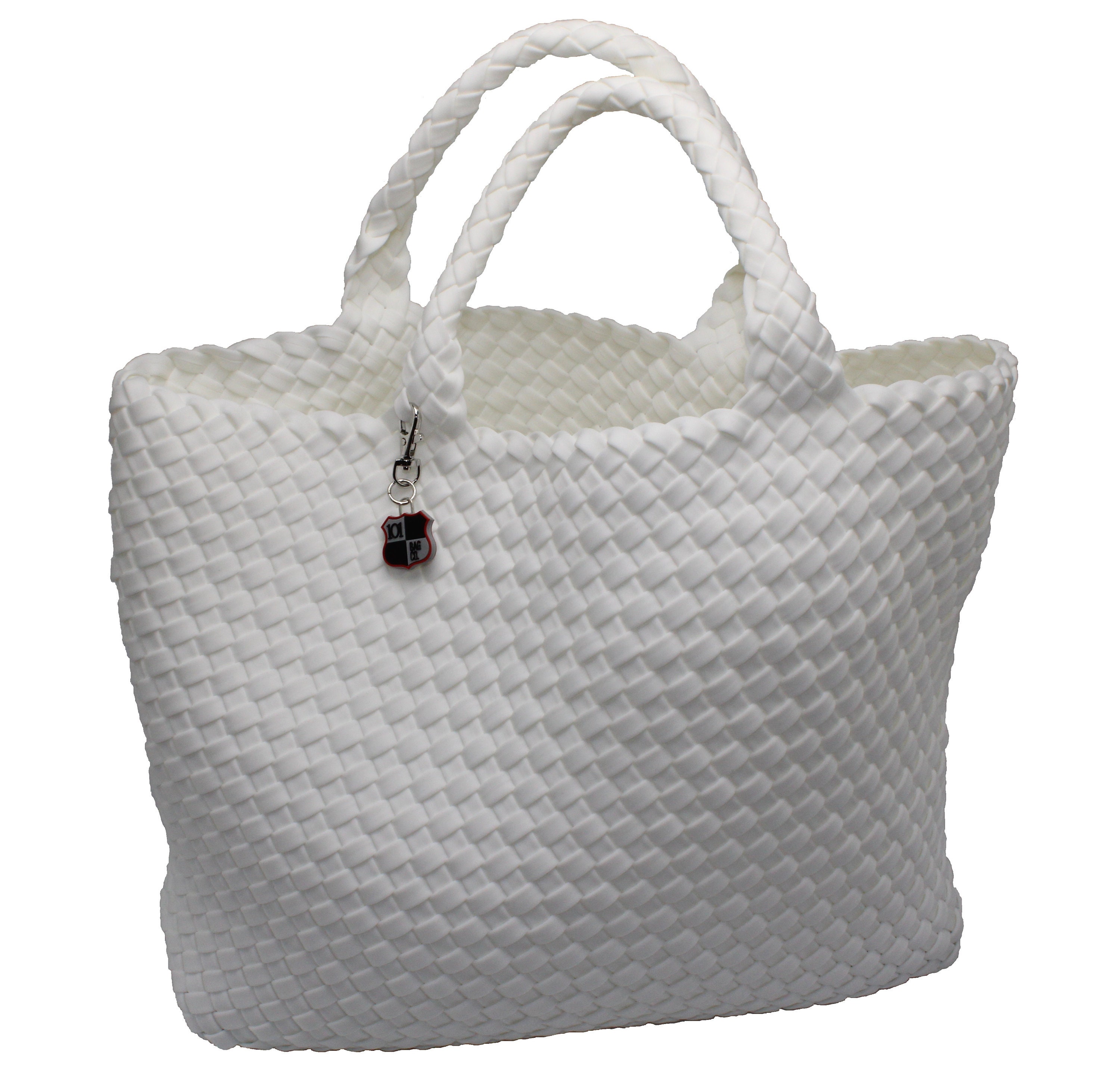 Handwoven Neoprene Large Tote Bag With Pouch white 101 Bag Co. Etsy